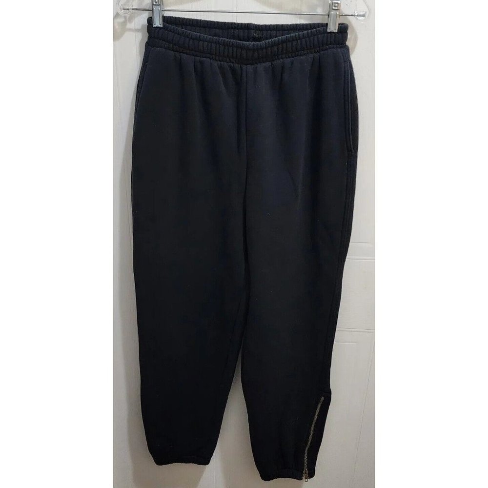Vintage LL Bean Women's Tapered Jogger Fleece Sweatpants Drawstring Black Size M